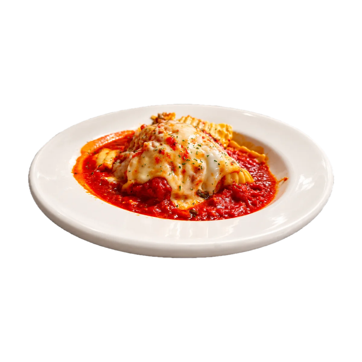 Lasagna in marinara with melted cheese